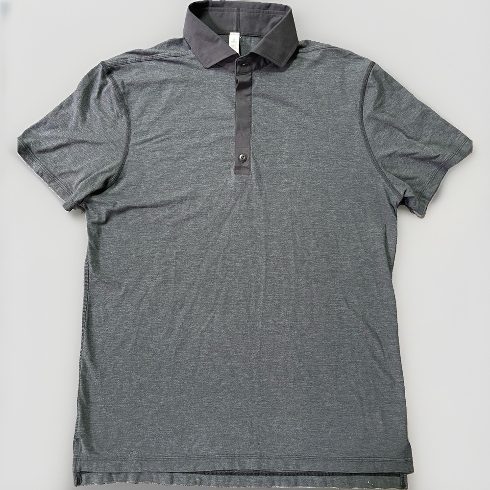 LULULEMON Precision Polo Shirt Mens Gray Black Athletica Performance Golf Sport